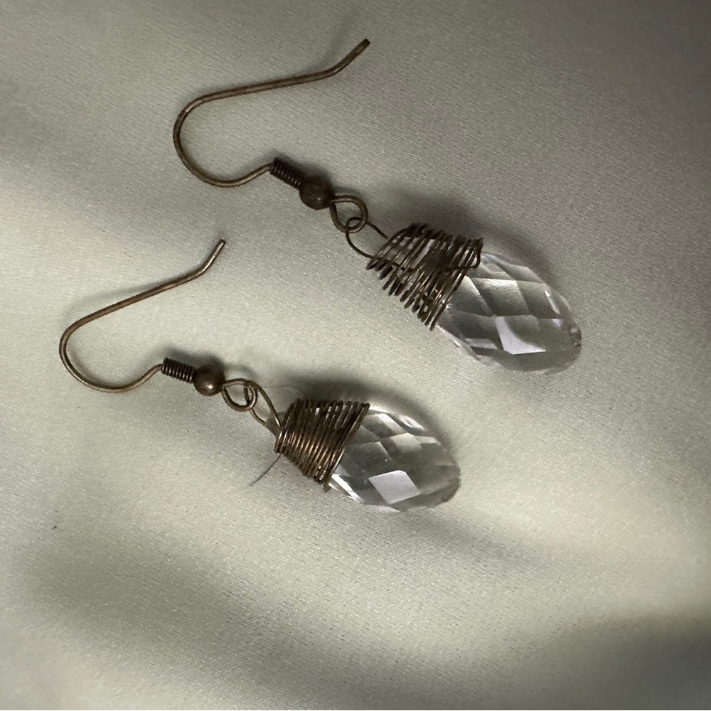 Gold Wire Wrapped Crystal Earrings